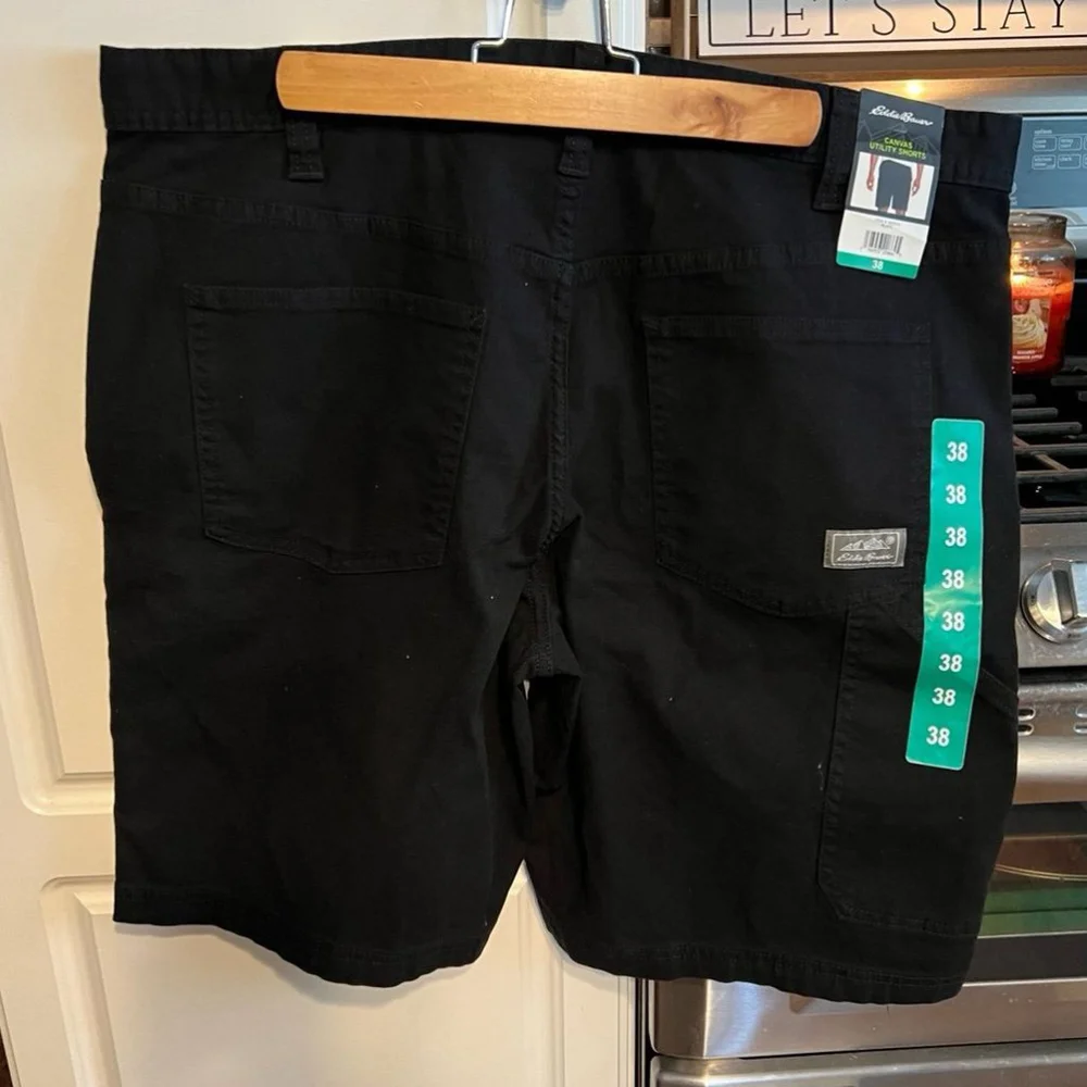 New Eddie Bauer Black Canvas Utility Shorts